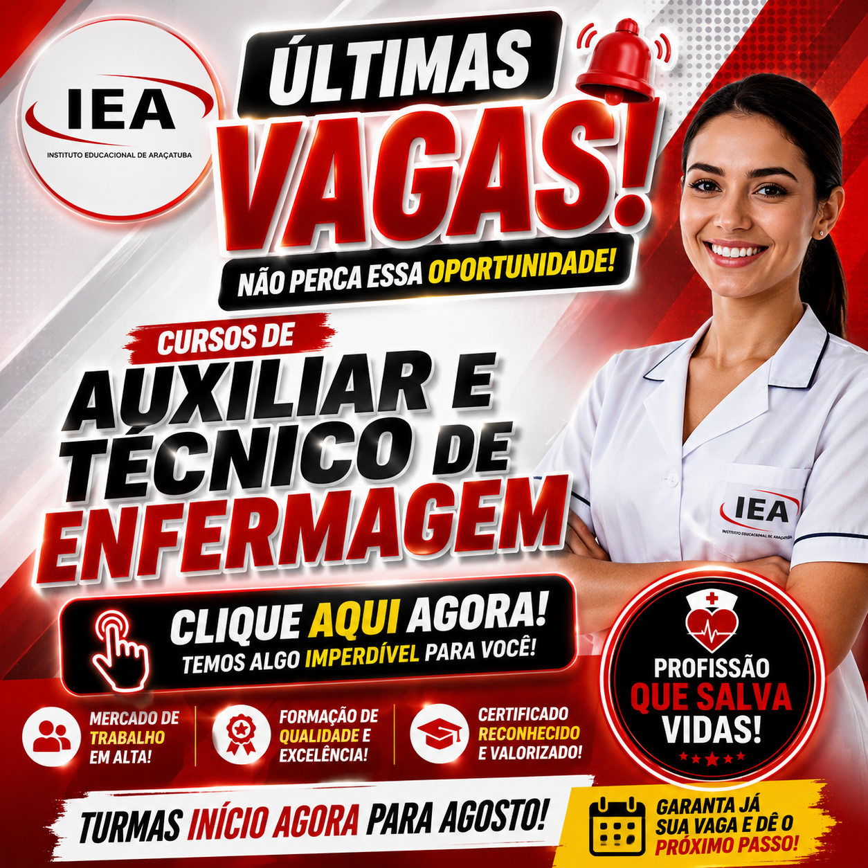 ?ltimas vagas para os cursos de Auxiliar e T?cnico de Enfermagem